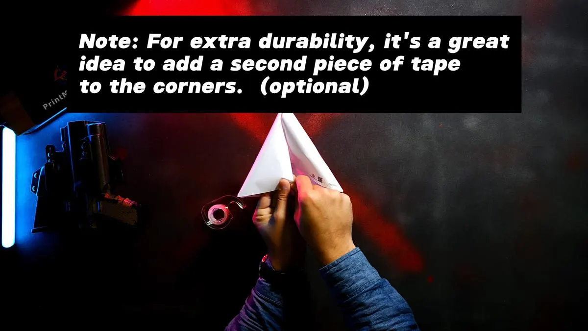 Note: for extra durability, it's a great idea to add a second piece of tape to the corners. (optional)