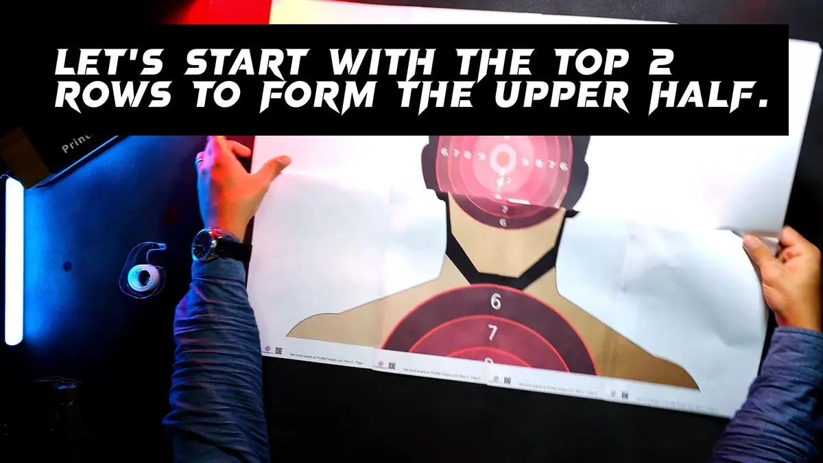 Let's start with the top 2 rows to form the upper half of the target.