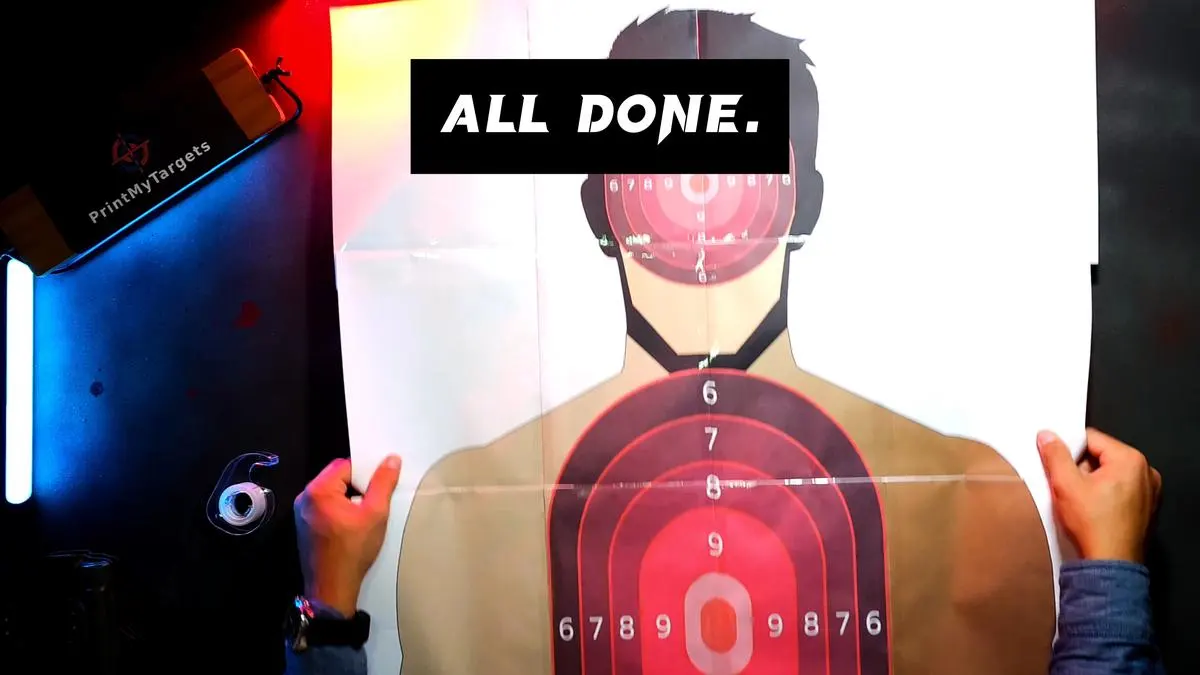 When you have finished taping the two halves together, you are done creating your printable target.
