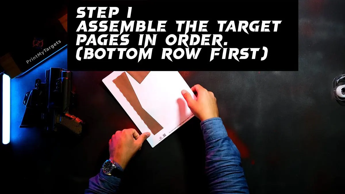 Step 1 - Assemble the target pages in order. Start with the bottom row first.