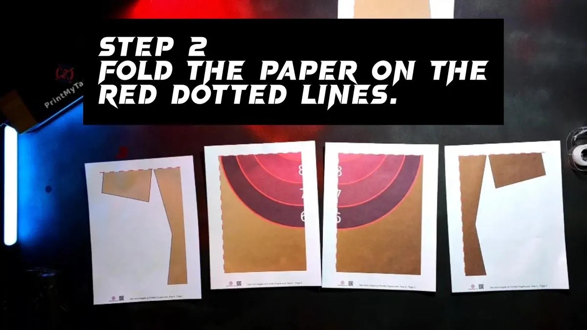 Step 2 - Fold the paper on the red dotted lines.