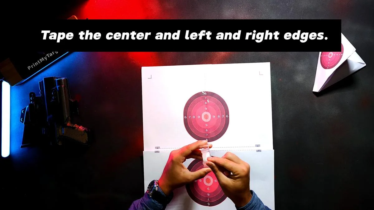 Tape the center and left and right edges.