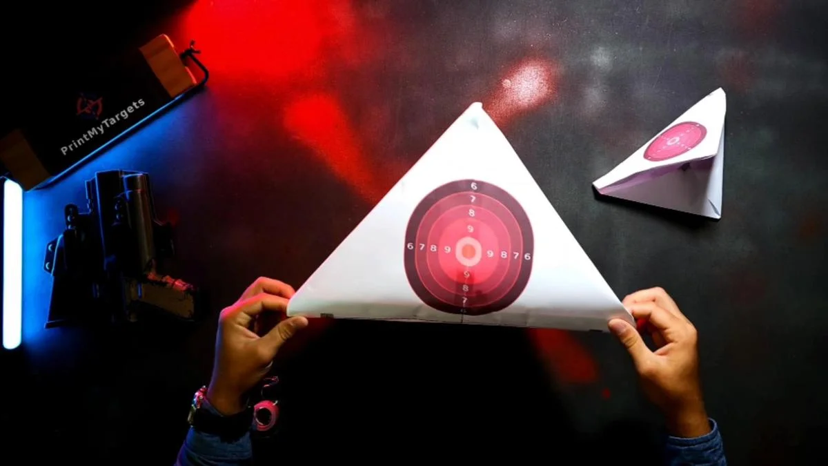 Step 9 (optional) - fold on the horizontal dashed line and the edges of the target to hold the target firmly in place.