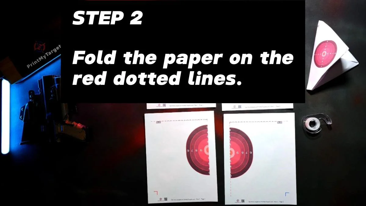 Step 2 - Fold the paper on the red dotted lines.