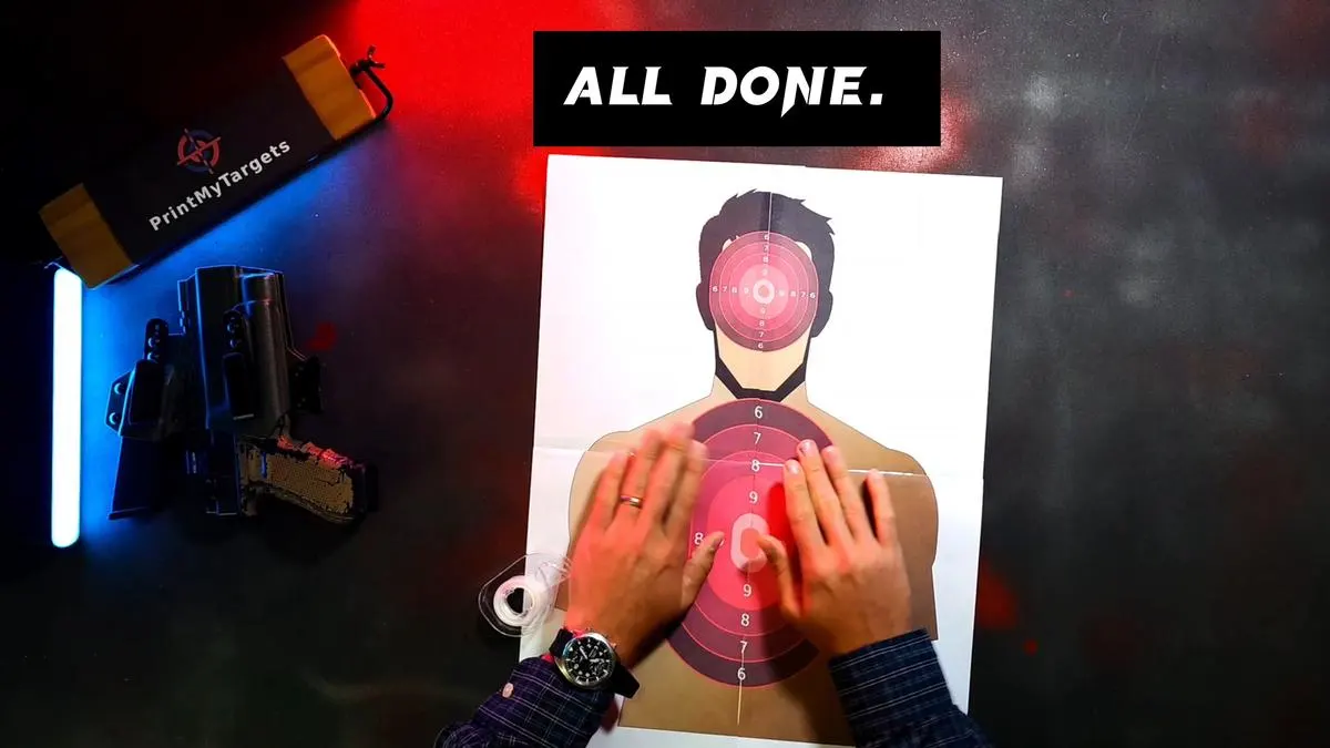 After securing the pages with tape, you are all done creating your 4 page target.