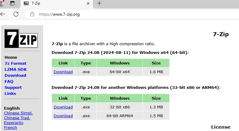 Official 7-zip website.