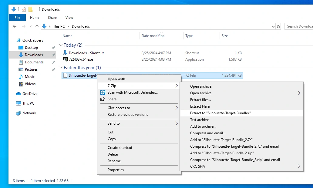 We recommend that you click on the 'extract to folder' option. 